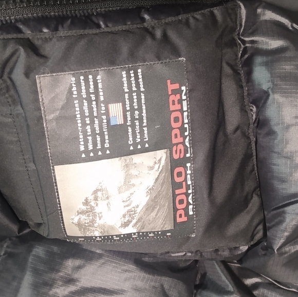 Rare Vintage POLO Ralph Lauren Polo Sport Black N Silver Down Puffer Jacket - Picture 4 of 16